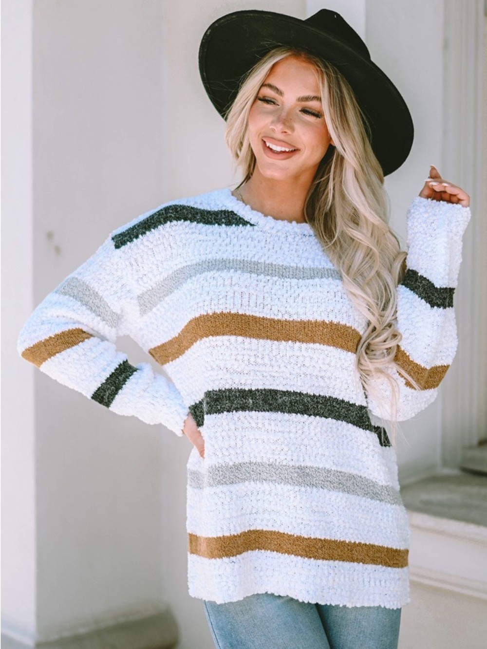 🆕 XL Striped Popcorn Knit Sweater